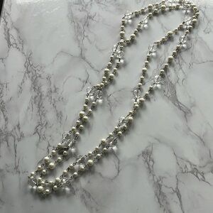 Jewel Kade Vintage Crystal & Faux Pearl Long Single Strand Necklace
